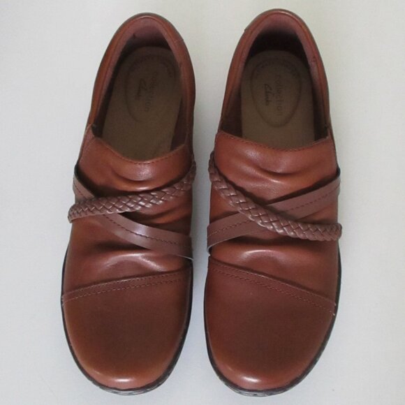 Clarks Collection Womens Tan Leather Loafer - Size 9N - Picture 4 of 9